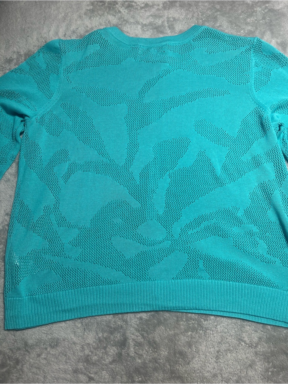 BEAUTIFUL by Lawrence Zarian Women’s Teal Floral Knit Crew Neck Cardigan M - Picture 7 of 8
